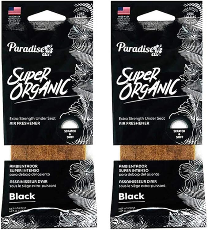 2 X Super Organic Black Scent Car Air Freshener Block Stone Under Seat Fragrance