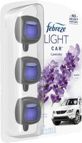 Febreze LIGHT Odor-Fighting Car Freshener Vent Clip Lavender, 06 oz, Pk of 3 and Storage Case, Beige