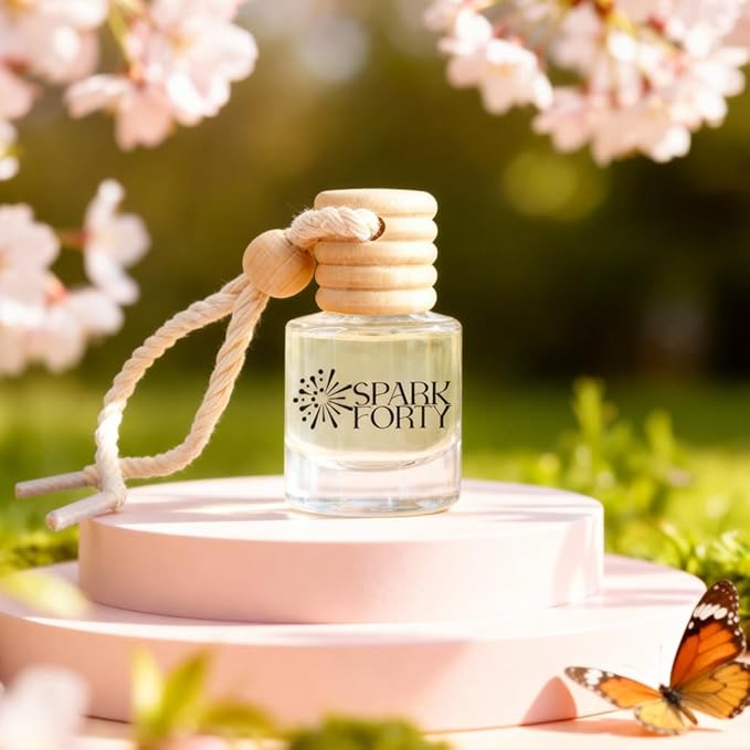 Spring Car Perfume Car Air Freshener 30-Day Luxury Hanging Diffuser Essential Oil Perfume Gift for Men & Women, Amber Musk & Floral Long-Lasting Vehicle Scent New Car
