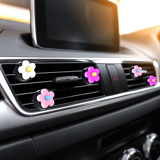 Frienda 8 Pieces Daisy Flower Air Freshener Cute Flower Car Clips Air Vent Clip Car Accessories Interior Decor for Women Girls Charm Colorful Air Vent Decorations(Sweet Colors)