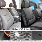 Car Seat Covers Full Set Custom Fit for Ford Fusion 2007-2020 - Premium Faux Leather with Lumbar Support | Breathable, Waterproof, Anti-Slip, Durable (Black&Gray,Full Set)