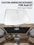 Proadsy 2026 Upgrade Front Windshield Sun Shade Foldable Sunshade Protector Custom Fit 2007-2015 Audi Q7 Accessories