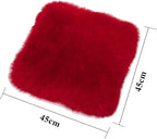 Winter Warmth: Universal Sheepskin Seat Cushion Cover - Natural Wool, for Cars, Trucks, SUVs & Vans - Cozy & Stylish Driving Companion Front Red