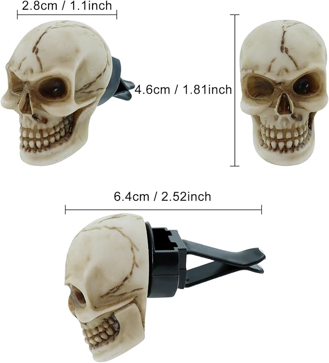Skull Car Air Fresheners Cute Cool Funny Air Conditioning Vent Perfume Diffuser Decoration Interior Car Accessories 2 pcs