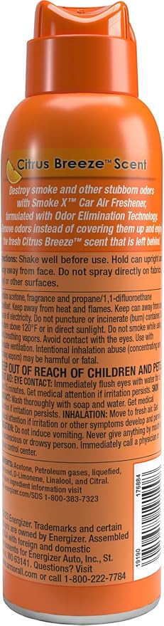 Armor All Car Air Freshener and Purifier - Odor Eliminator for Cars & Truck, Citrus Breeze Scent, Pump Spray, Pack of 4