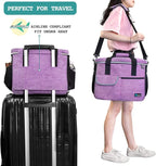 PetAmi Dog Travel Bag - Travel Pet Organizer with Food Container and Bowls, Perfect for Weekend Camping, Cat Diaper Bag (Purple, Medium)