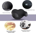 SPRFUFLY U-Shaped Car Headrest Pillow for Sleeping, 100% Memory Foam Car Pillow with Breathable Removable Cover, Ergonomic Design - Ideal Car Companion for Naps & Neck Pain Relief (Black, 1PC)