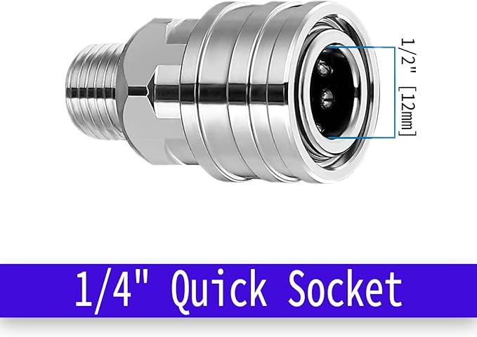 Stainless Steel 1/4" Quick Connect Fittings-Pressure Washer Accessories,Quick Release Couplers for Power Washers, Leak-Proof&Corrosion Resistant, 5000 PSI Pressure Washer Adapters (2-Pack)