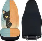 BIGCARJOB Cute Cat Car Seat Cover Set for Front Seat Only, 2 Pack Auto Front Seat Protector Saddle Blanket for Women Car Interior Accessories
