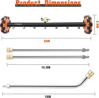 2-in-1 Can Move Horizontally Pressure Washer Undercarriage Cleaner Water Broom，23" Surface Cleaner Power Washer Attachment with 7 Nozzles 3 Extension Rods andSpare Wheel，4000 PSI