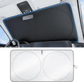 Wigoo 2025 Upgrade Car Windshield Sun Shade [100% Light Block, 4th-Gen Cooling Tech] Foldable Heat Insulation Interior Sun Visor with Storage Bag for Compact Cars/Coupes (S (59"x29")