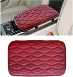 Car Center Console Cushion Pad, 12.48×7.40 Inches Waterproof Car Armrest Seat Box Cover, Comfortable PU Leather Vehicle Armrest Cover Protector, Car Decor Interior Accessories (Wine Red)