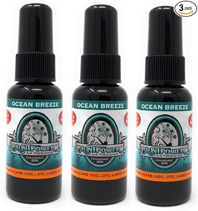 BluntPower 1 Ounce Bottle Oil Based Concentrated Air Freshener and Oil for Burner, Ocean Breeze (Pack of 3)