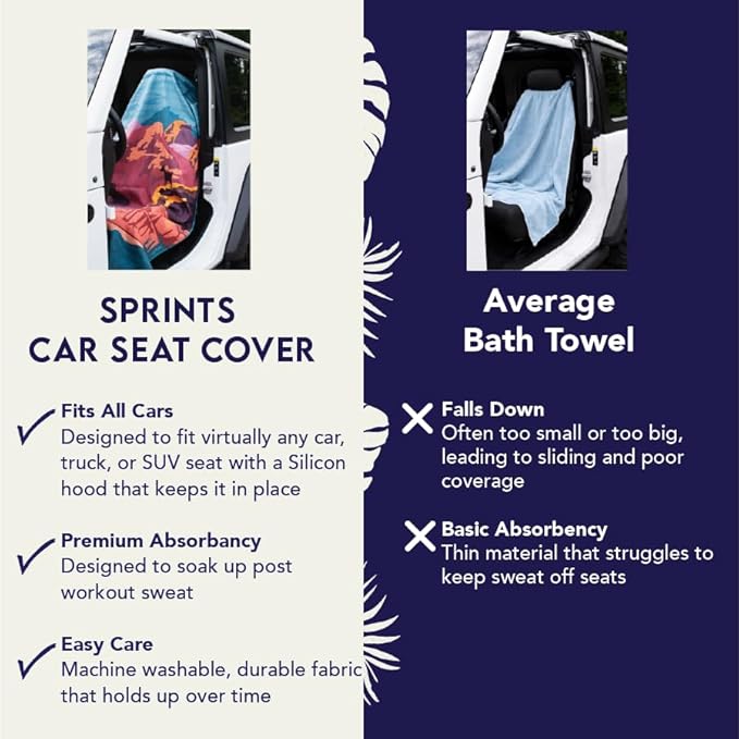 Sprints Athletic Running Towel, Full-Sized, Car Seat Cover - Performance Microfiber (Paisley Probs Green)