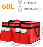 Bodaon Insulated Grocery Bags with 4 Cup Holders -Insulated Bags for Food Delivery with Zippered Top, Food Carrier for Catering, Pizza Bag and Cooler Bag for Takeout, Picnic, Shopping, Car Use