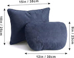 2PCS Welbrit Car Pillow for Car Neck Pillow for Driving Seat Lumbar Support Soft Cushion with Extra Filling Accessories Back Support for Travel Nap and Trips Sleeping(Blue, Head and Lumbar)