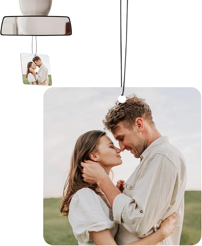 Custom Air Fresheners with Pictures - Personalized Double Sided Photo Text Air Fresheners for Car Wardrobe Bathroom Decor Hangings（Square)