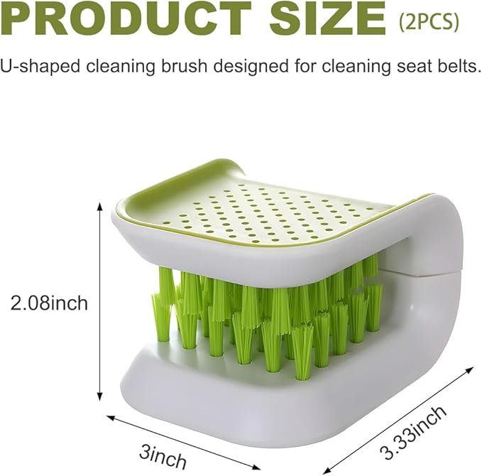 Car Seat Belt Cleaning Brush, U-Shaped Auto Interior Washing Brush with Double-Sided Bristles, Closeable Safety Belt Bristle Scrubber Cutlery Cleaner Brush for Car Home (2 PCS)