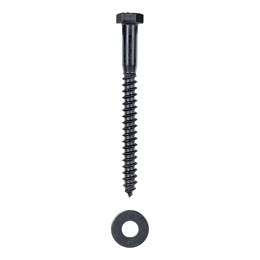 3/8 x 3-1/2 (50 Pack) Lag Screw Kit, 50 Screws and 50 Washers, Ceramic Black Ruspert Coating for Exterior Use, Meets ASTM A307 and ASME B18.2.1, Industrial/Commerical Grade by Makers Bolt