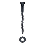 3/8 x 3-1/2 (50 Pack) Lag Screw Kit, 50 Screws and 50 Washers, Ceramic Black Ruspert Coating for Exterior Use, Meets ASTM A307 and ASME B18.2.1, Industrial/Commerical Grade by Makers Bolt