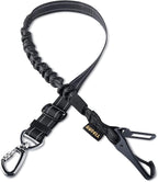 AUBELL Dog Seat Belt for Car,Updated 3-in-1 Adjustable Reflective Bungee Heavy Duty Dog Car Harness Tether with Clip Hook Latch & Buckle,Swivel Zinc Alloy Carabiner,Black