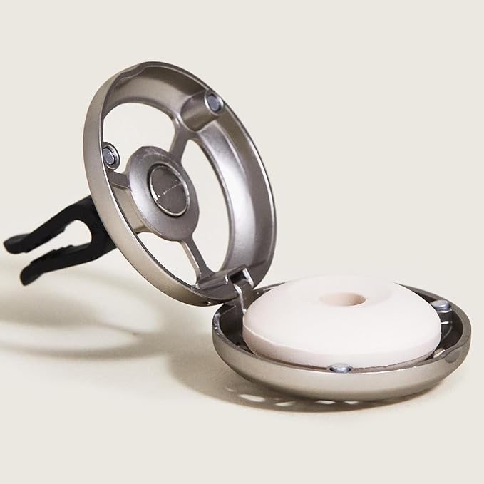Maison Berger Car Diffuser Set Aroma Travel – Refillable Vent Clip with Ceramic Refill, Passive Diffusion, Spicy Fresh Scent, Made in France, Elegant Auto Air Freshener