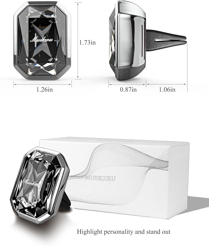 Car Air Freshener Diffuser,Essential Oil Diffusers Vent Clip,Advanced Crystal Automotive Parts，Contains 2 odorless container pieces,Metal and Crystal Design，First choice for gifts