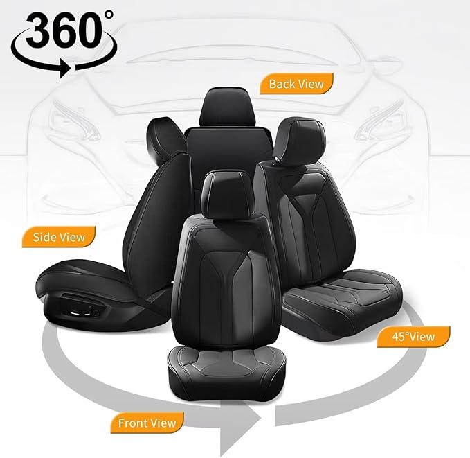 5 Seats Seat Covers Fit for Kia Sorento 2007-2023 2024 2025 Custom Breathable Leather Car Seat Cover Fit for Sorento (5 Seat,Black)