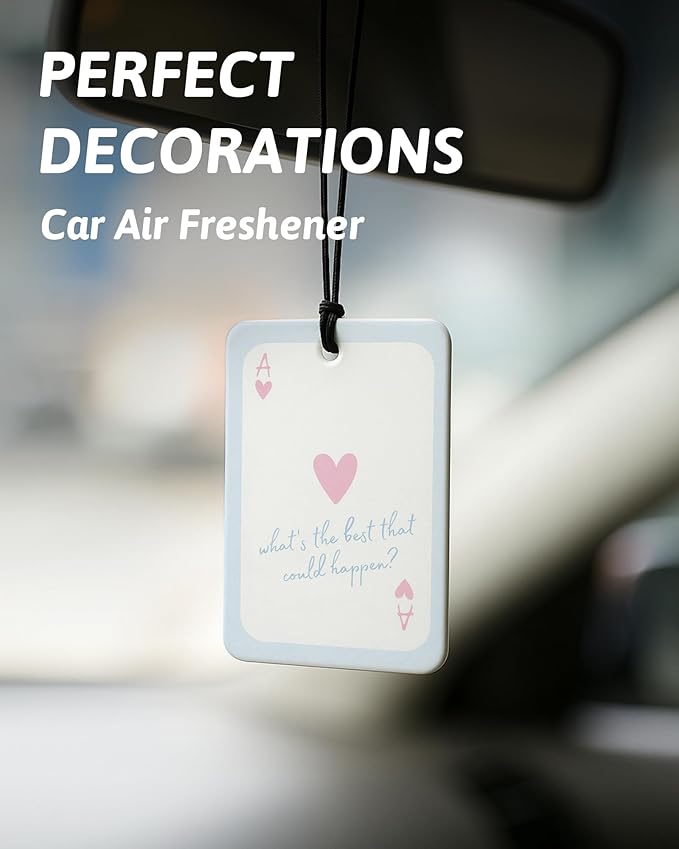 Preppy Summer Beach Car Air Freshener 4 Pcs, Coastal Ace Card lucky 8 Dice Bikini Summer Hanging Air Freshener for Closet Drawer Books, Girly Beachy Car Accessories Mirror Decor for Women