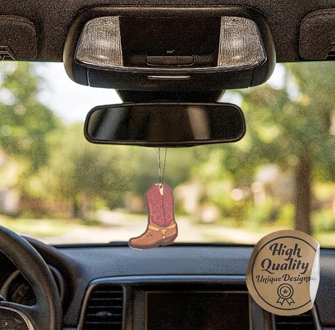 Fresh Fresheners Outdoor Adventure Car Air Freshener 4 Pack Scented With Premium Oils (Cowboy Boot)
