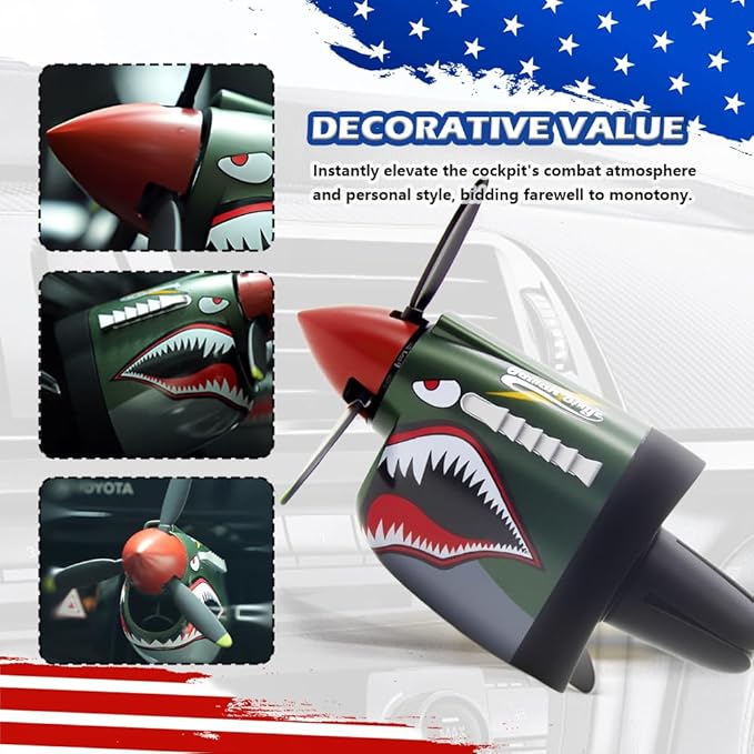 2026 New P-40 Warhawk Car Air Freshener,P-40 Fighter Car Vent Clips with Spinning Propeller for Reducing Odors,Universal Air Vent Decorations for Cars as Gift for Men & Pilots (P-40 Fighter Plane)