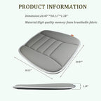 Car Seat Cushion Pad for Driving, Chair Cushion for Office/Truck with Memory Foam, Seat Cushion Comfortable and Durable, Gray