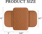Car Center Console Cove, Leather Armrest Cover Cushion, 2 Storage Bags, Armrest Seat Box Pad, Car Interior Accessories Protector for Most Vehicle (Light Brown)