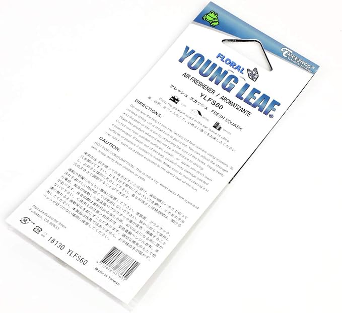 Auto Dynasty TreeFrog YLFS60 Paper Young Leaf Wakaba Hanging Air Freshener for Home Office Car In-Door, Fresh Squash Scent