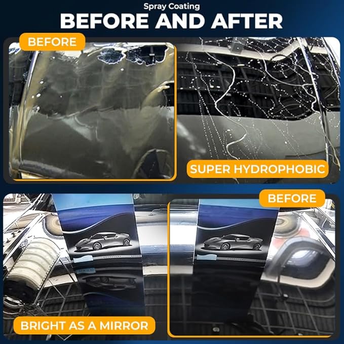 NUAN 2-Pack Nano Hydrophobic Ceramic Coating, 300ml Car Coating Spray Kit, Easy-to-Spray Auto Paint Protection, Includes Microfiber Cloth for Vehicle Shine & Protection