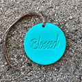 Air Flair | Leather Car Air Freshener | Blessed (Turquoise, Warm Sugar Scent)
