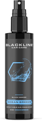 Blackline Car Care - Variety Pack Air Fresheners, Long-Lasting, Oder Eliminator, for Cars, Trucks, SUV, or Home Use - 8 fl OZ - Teakwood, Ocean Breeze, Dark Ice, Wild Cherry Air Fresheners