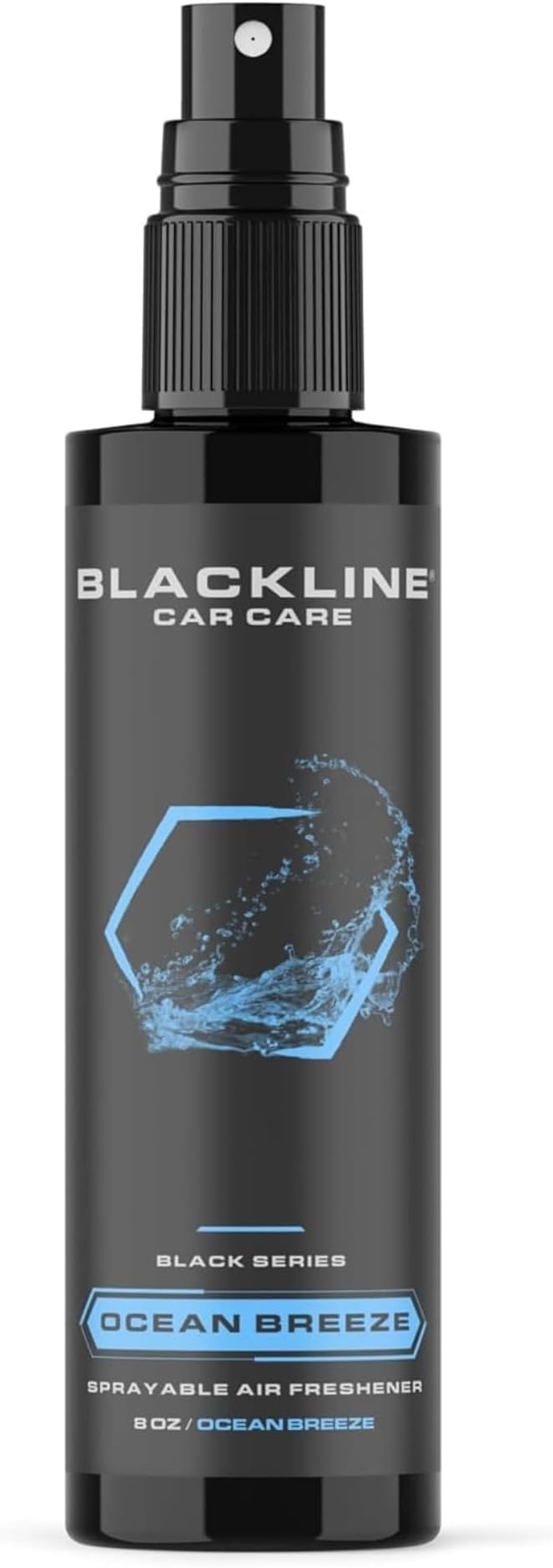 Blackline Car Care - Variety Pack Air Fresheners, Long-Lasting, Oder Eliminator, for Cars, Trucks, SUV, or Home Use - 8 fl OZ - Teakwood, Ocean Breeze, Dark Ice, Wild Cherry Air Fresheners