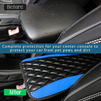 Ziciner Leather Car Center Console Armrest Pad, PU Waterproof Auto Seat Box Cover Protector, Hand Rest Cushion Protection Pad, Vehicles Interior Accessories Universal for Car,SUV (Blue)