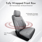 Huidasource Seat Covers Fit for 4th Gen Toyota Tacoma SR, SR5, Limited, TRD Sport/Off-Road,Trailhunter Double/Crew Cab, 360° Full-wrap Automotive Car Leather Seat Cushion Cover (Full Set/Gray)