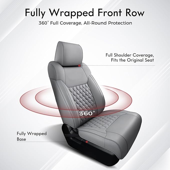 Huidasource Tacoma Front Truck Seat Covers Fit for 4th Gen Toyota Tacoma 2024-2026 All Cab SR, SR5, Limited, TRD Sport/Off-Road, Trailhunter Front Row, Nappa Leather Seat Cover (Front Pair/Gray)