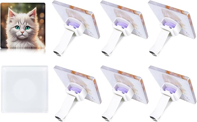 6 Pack Sublimation Car Air Vent Clips Blanks Acrylic Car Outlet Perfume Auto Vent Scent Diffuser Clip for DIY Photo Crafts Square Shaped