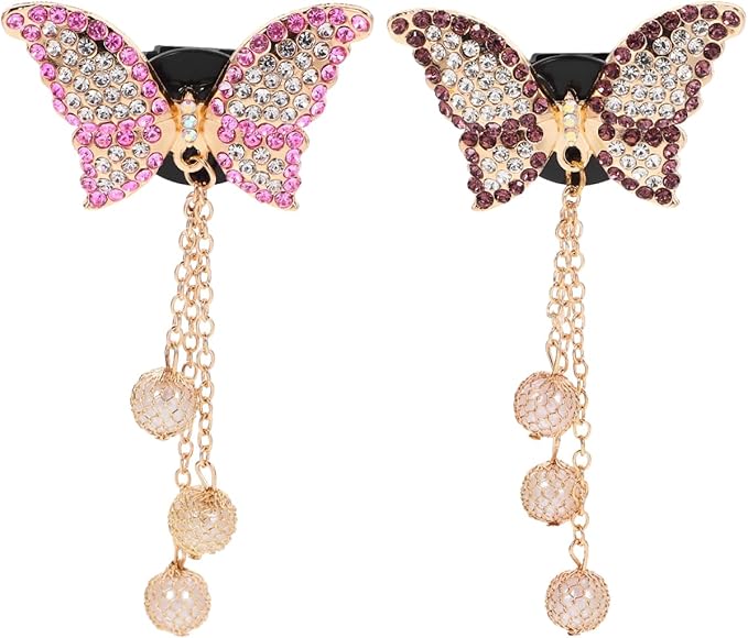 Healifty Car Air Freshener Clips for Vents 2 Pcs Butterfly Rhinestone Aromatherapy Diffuser Vent Clips Stylish Auto Vent Clip Air Freshener Car Interior Accessories for Women