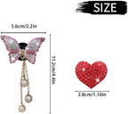 4 Pcs Pink Bling Butterfly and Heart Car Air Fresheners Vent Clips Diffuser Vent Clip Rhinestone Diamond Decoration Car Interior Decor Cute Accessories for Women, Automotive Air Fresheners (Red, 2)