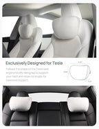 TPARTS Headrest Neck Pillow for Tesla Model 3/Y/X/S, Soft Faux Suede Fabric Car Neck Support Pillow Cushion for Traveling (Filled with Dupont Sorona Fiber)-1pc White