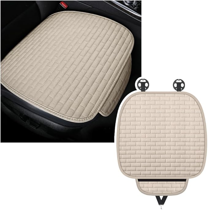 Car Back Seat Cover,Non-Slip & Breathable Bench Seat Cover with Side Pockets for Car Storage & Protecting Interiors,Universal All-Season Seats Back Protector for Most Cars (Front Seat Cover/Biege)