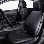 Flying Banner car seat Covers Protects Water Proof Faux Leather Carbon Fiber Fronts Solid Black (Solid Black, Front Pair)