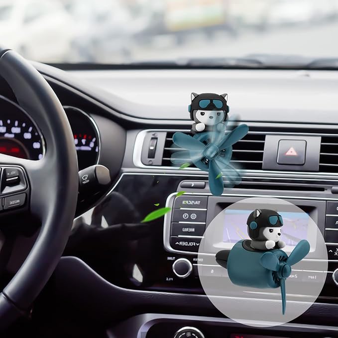 Cute Husky Dog Pilot Car Air Fresheners, Air Vent Clips Cute Cartoon Pilot Rotating Car Diffuser Decorations Interior Aesthetic Car Air Outlet Clips for Car Air Conditioner Women Men