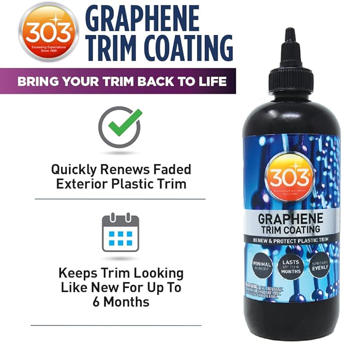 303 Products Graphene Trim Coating – Hydrophobic Graphene Coating – UV Protectant Coating – 6 Months of Protection – Darkens and Renews Plastic Trim – Non-Greasy – 8 Oz (30249)