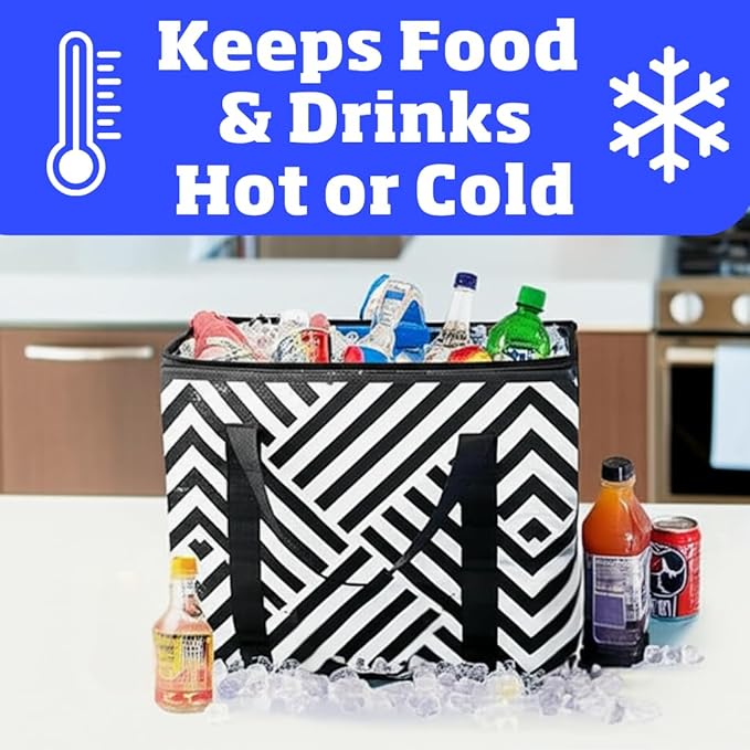 DURASACK Medium Insulated Food Delivery Bag – 13"x7"x13" Reusable Thermal Tote for Hot & Cold Meals – Portable, Foldable Meal Carrier for Takeout, Grocery, and Personal Use